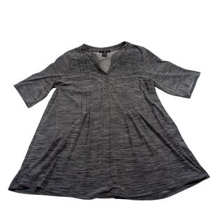 Elie McCarthy Women Pleated Space Dye Tunic Top 1X‎ Gray